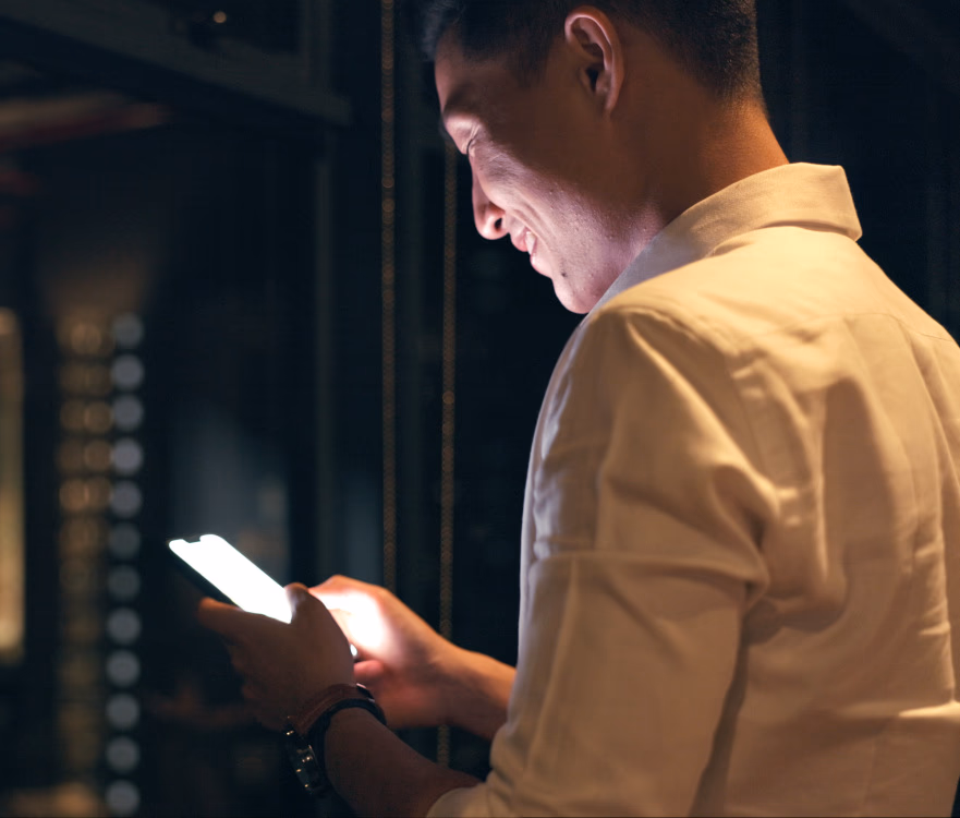 Man working using his mobile