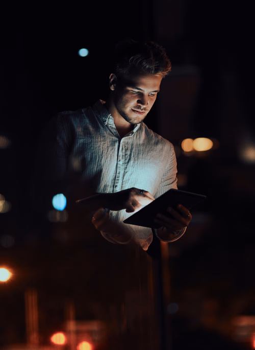 Man working on his tablet