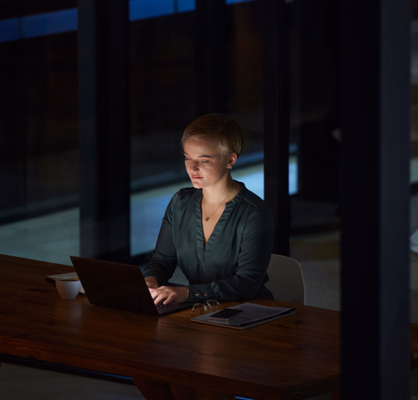 Woman working on her laptop