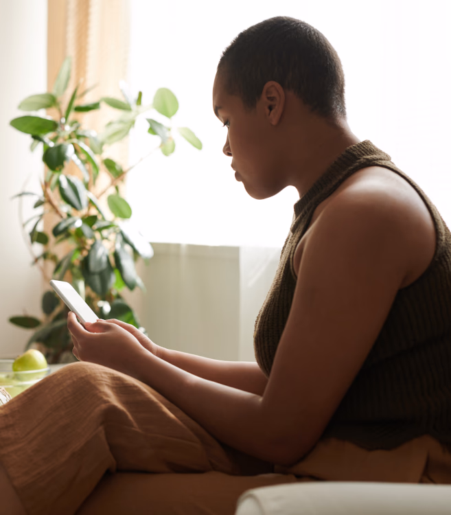 Woman using her mobile phone